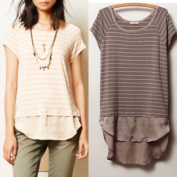 Anthropologie Tops - Bordeaux Strata Tee in brown motif